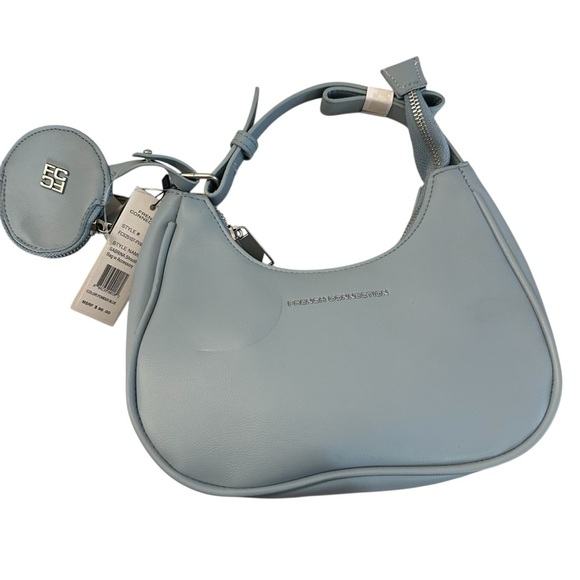 French Connection Handbags - French Connection Women’s Powder Blue Sabrina Shoulder Bag with Accessory NWT